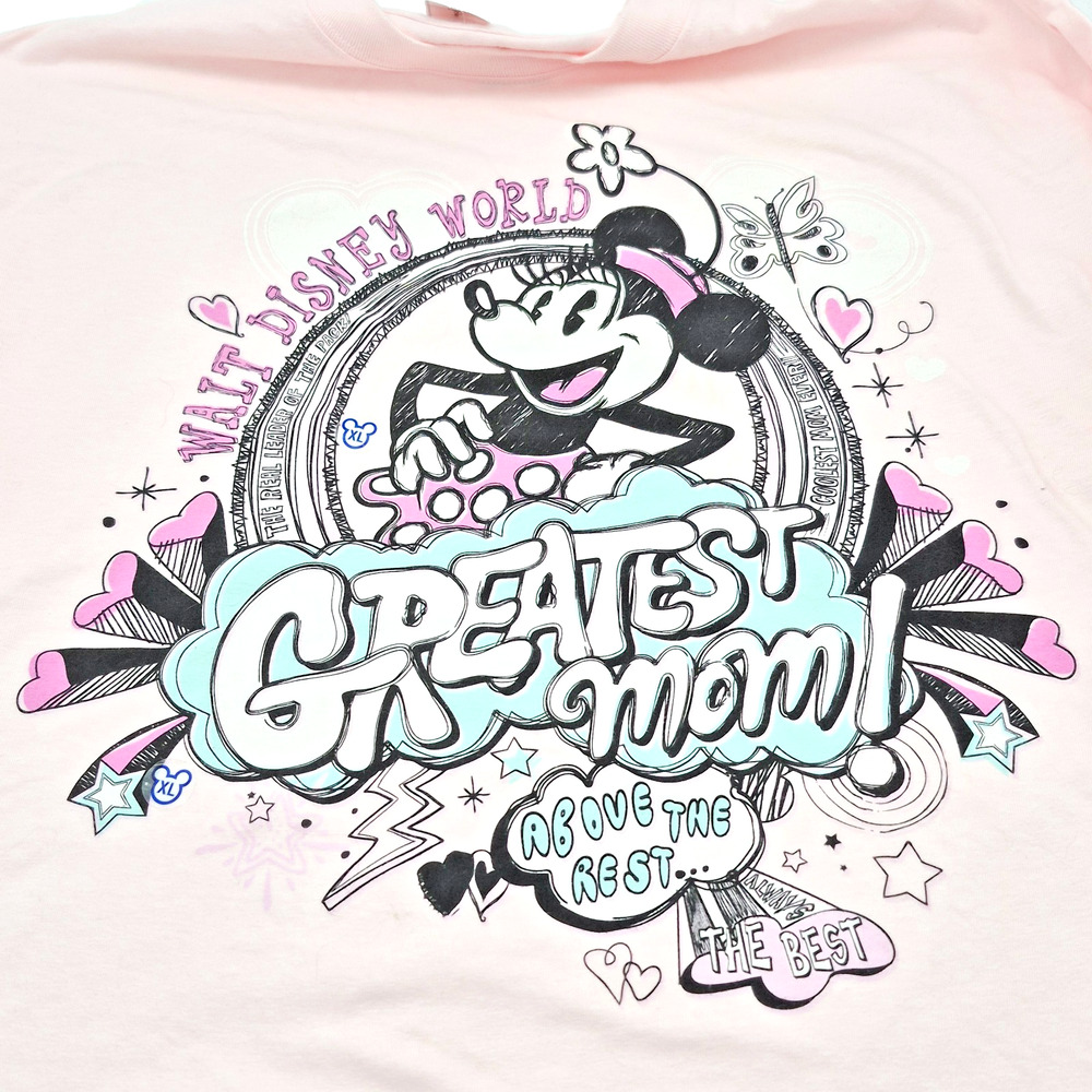 New Disney World Greatest Mom T Shirt Women's X-Large Pink Mini Mouse NWT